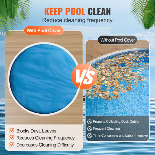VEVOR Solar Pool Cover, Φ10 ft Round Solar Blanket for Pools, Inground Above Ground Swimming Pool Solar Cover, 15 mil Solar Covers Blue - Image 5