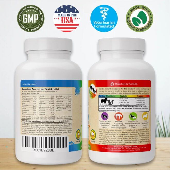 Prenatal Dog Vitamins Multivitamin for Dogs and Cats with Folic Acid Minerals and Amino Acids Ideal for Pregnant Breast Feeding and Newborn Pets Senior Dog Supplement Complete Puppy Vitamins - Image 8