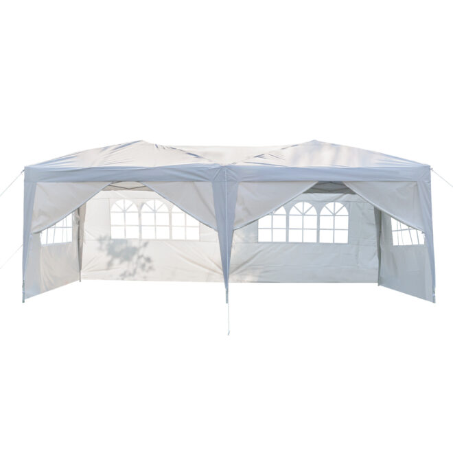 3 x 6m Four Windows Practical Waterproof Folding Tent White - Image 3