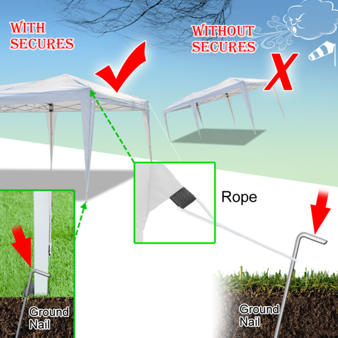 3 x 6m Four Windows Practical Waterproof Folding Tent White - Image 6
