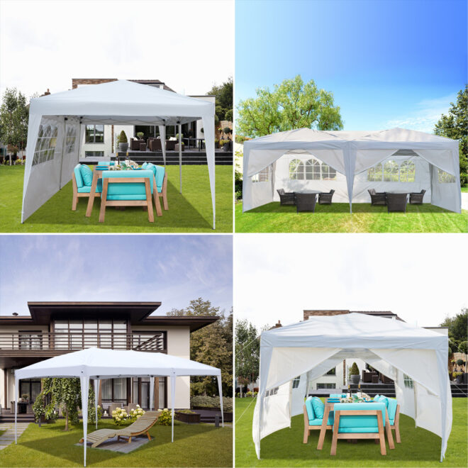 3 x 6m Four Windows Practical Waterproof Folding Tent White - Image 8