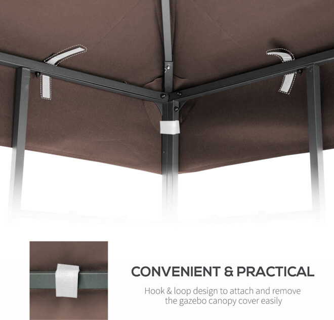 10x10 Ft Outdoor Patio Gazebo Replacement Canopy, Double Tiered Gazebo Tent Roof Top Cover Only(Frame Not Include) - Image 4