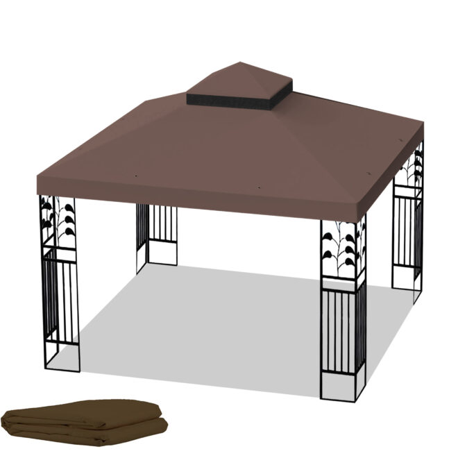 10x10 Ft Outdoor Patio Gazebo Replacement Canopy, Double Tiered Gazebo Tent Roof Top Cover Only(Frame Not Include) - Image 6
