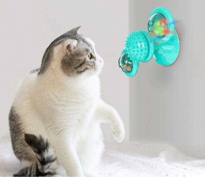 Pet Life 'Windmill' Rotating Suction Cup Spinning Cat Toy - Image 5