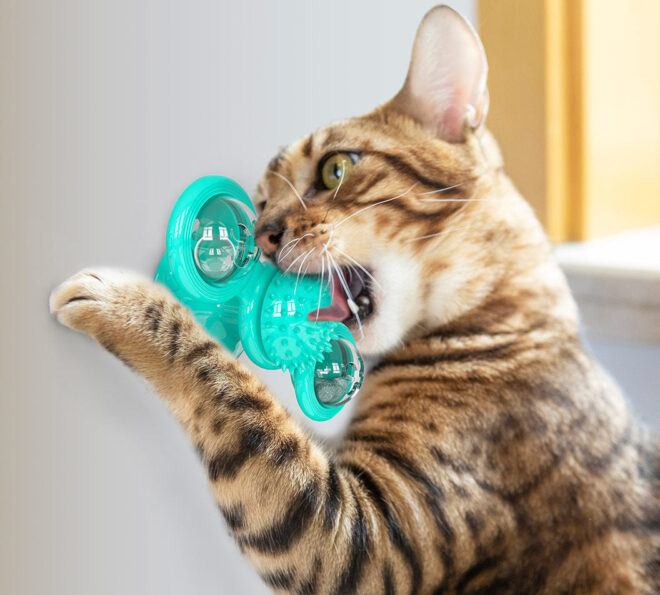 Pet Life 'Windmill' Rotating Suction Cup Spinning Cat Toy - Image 6