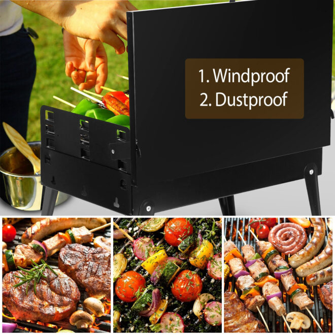 16.7x10x17.7in Portable Charcoal Grill Foldable BBQ Suitcase Grill Shelf For Outdoor Camping Picnics Garden Grilling - Image 4