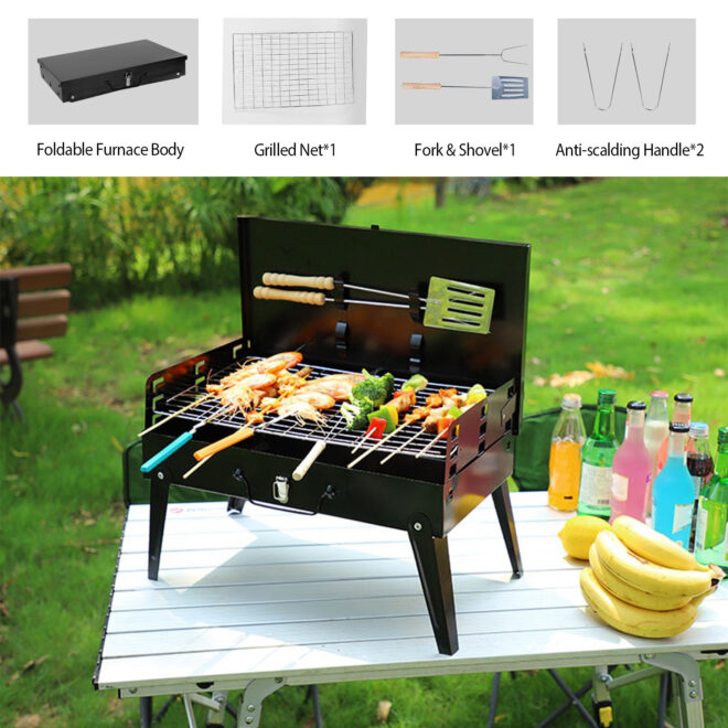 16.7x10x17.7in Portable Charcoal Grill Foldable BBQ Suitcase Grill Shelf For Outdoor Camping Picnics Garden Grilling - Image 6