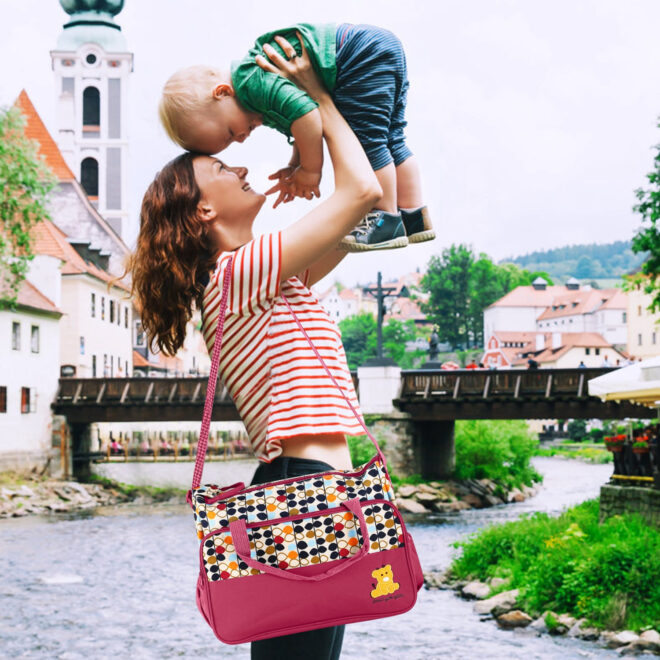 5PCS Baby Nappy Diaper Bags Set Mummy Diaper Shoulder Bags w/ Nappy Changing Pad Insulated Pockets Travel Tote Bags - Image 39