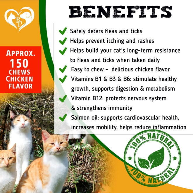 Flea and Tick Prevention Chewable Pills for Dogs and Cats Revolution Oral Flea Treatment for Pets Pest Control Natural Defense Chewables Small Tablets Chicken FLavor for Cats - Image 2