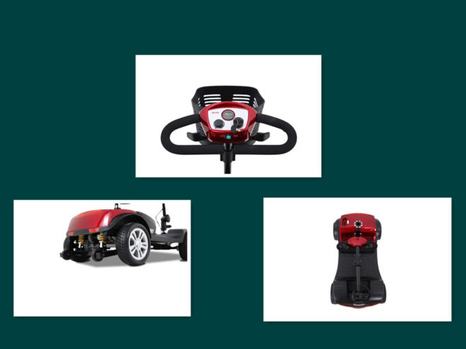 Four wheels Compact Travel Mobility Scooter with 300W Motor for Adult-300lbs, RED - Image 11
