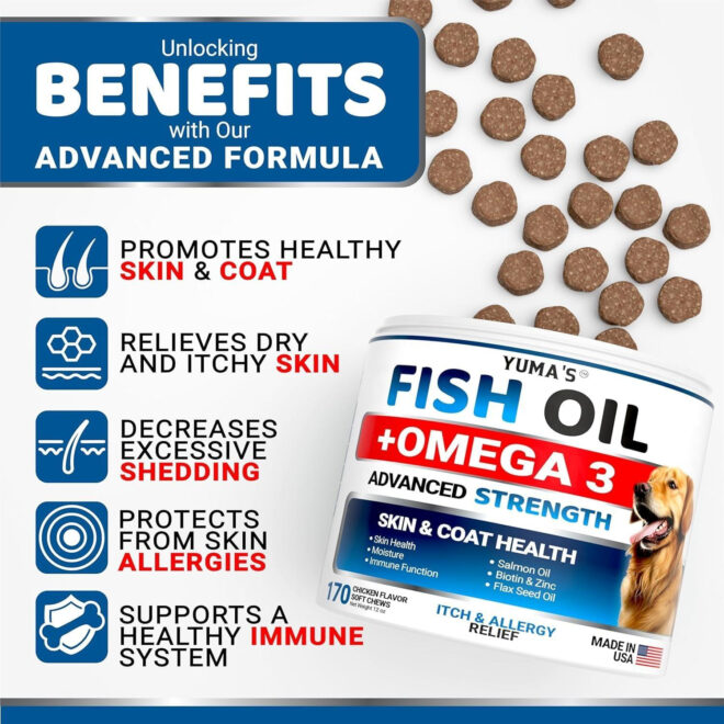 2 Pack Omega 3 Fish Oil for Dogs Skin and Coat Supplement Dry & Itchy Skin Relief Treatment Allergy Support Dog Anti Shedding Treats Shiny Coats EPA & DHA Salmon - Image 2