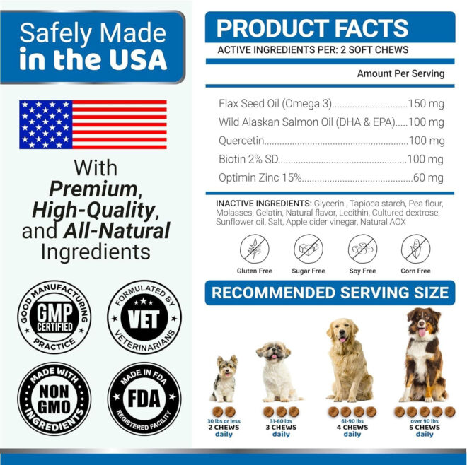 2 Pack Omega 3 Fish Oil for Dogs Skin and Coat Supplement Dry & Itchy Skin Relief Treatment Allergy Support Dog Anti Shedding Treats Shiny Coats EPA & DHA Salmon - Image 6