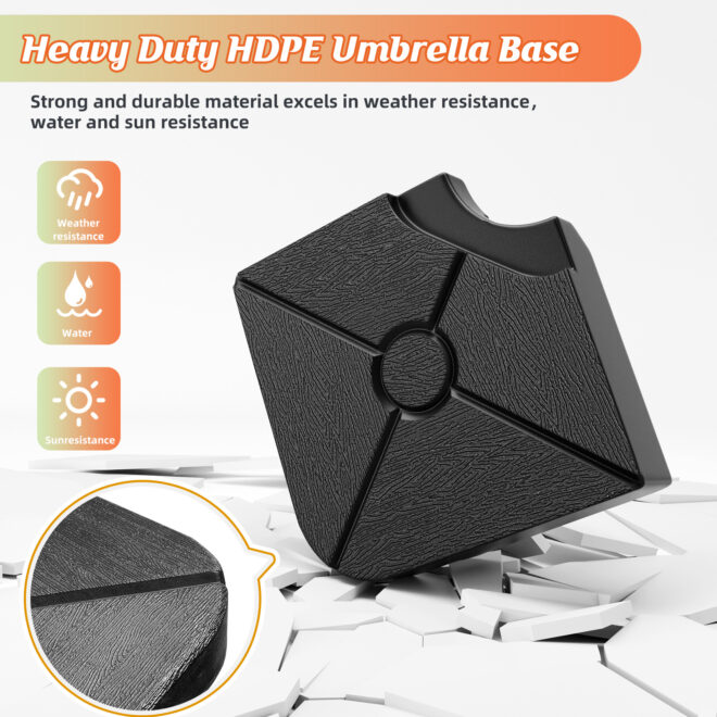 4-Piece 200lb Umbrella Base Outdoor Umbrella Stand Easy-Fill Square Shaped Cantilever Offset Filled with Water or Sand for Garden, Backyard and Poolside - Image 5