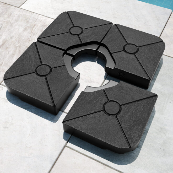 4-Piece 200lb Umbrella Base Outdoor Umbrella Stand Easy-Fill Square Shaped Cantilever Offset Filled with Water or Sand for Garden, Backyard and Poolside