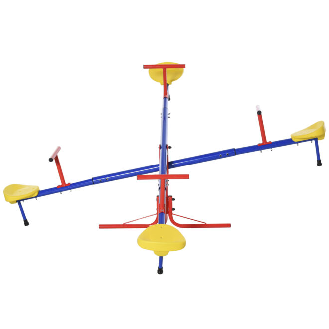 Outsunny Kids Seesaw Swivel Teeter Totter with 360° Spinning, 4 Seater Seesaw Outdoor Playground Equipment for Backyard, Boys and Girls Aged 3-8 Years Old - Image 5