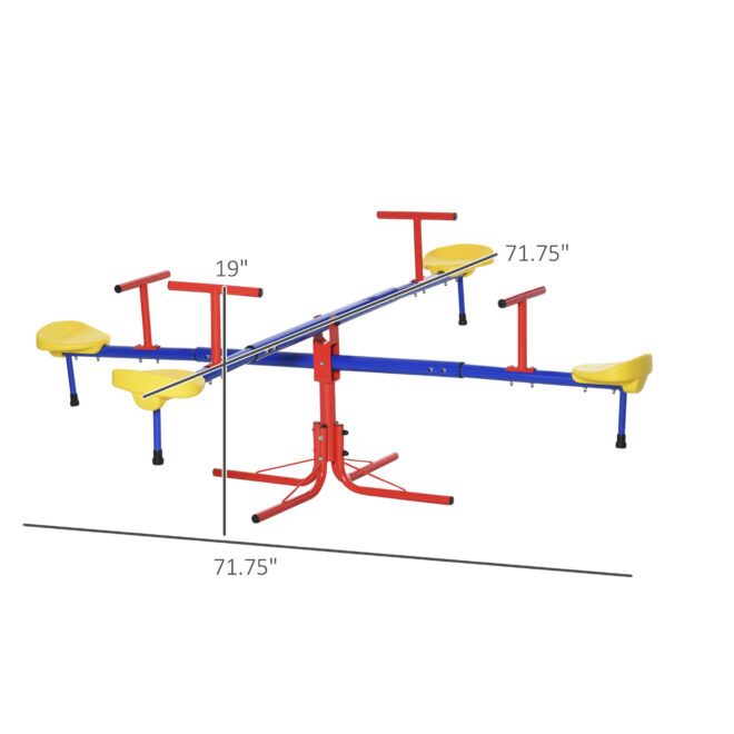 Outsunny Kids Seesaw Swivel Teeter Totter with 360° Spinning, 4 Seater Seesaw Outdoor Playground Equipment for Backyard, Boys and Girls Aged 3-8 Years Old - Image 10
