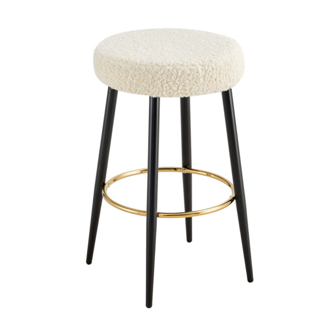 Counter Height Bar Stools Set of 2, PU Kitchen Stools Upholstered Dining Chair Stools 24 Inches Height with Golden Footrest for Kitchen Island Coffee Shop Bar Home Balcony berber Fleece - Image 4