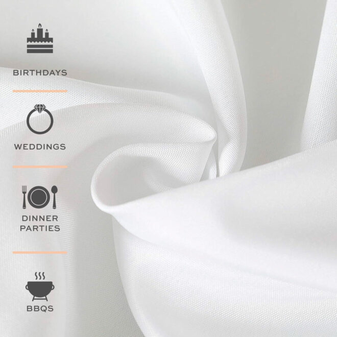 2 Square Tablecloth Covers 70x70 Inch Table Cloths for Square or Round Table 200 GSM Washable Wrinkle Resistant Fabric for Weddings Kitchen Restaurant White - Image 6