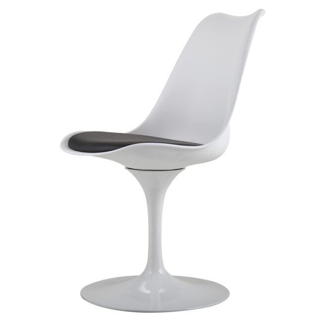 Swivel Tulip Side Chair for Kitchen and Dining Room Bar with Cushioned Seat and Curved Backrest, XH - Image 3