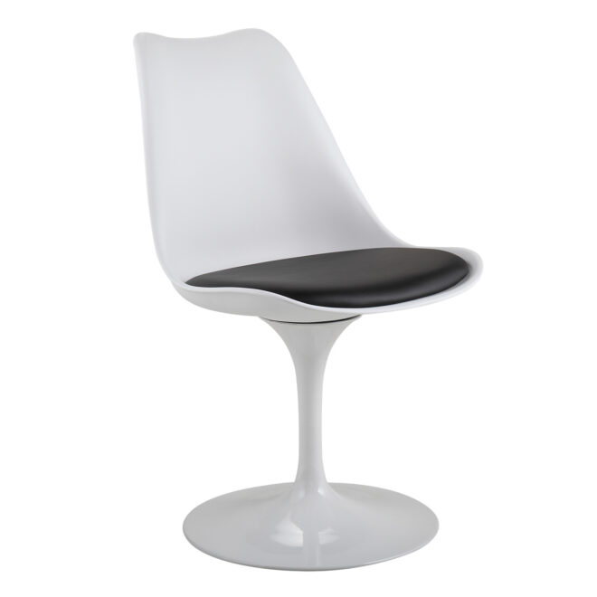 Swivel Tulip Side Chair for Kitchen and Dining Room Bar with Cushioned Seat and Curved Backrest, XH - Image 4