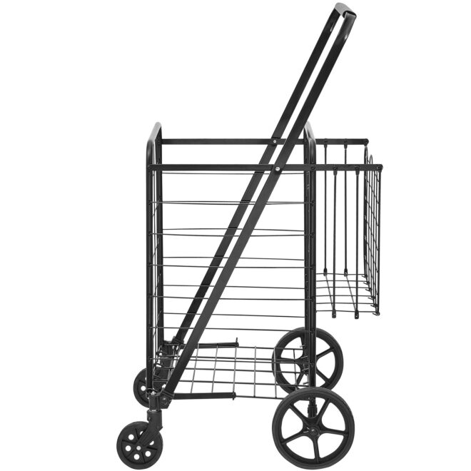 VEVOR Folding Shopping Cart, Jumbo Grocery Cart with Double Baskets, 360° Swivel Wheels, Heavy Duty Utility Cart, 110 LBS Large Capacity Utility Cart for Laundry, Shopping, Grocery, Luggage - Image 10