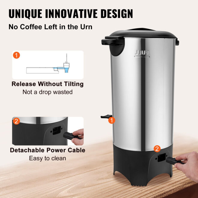 VEVOR Commercial Coffee Urn 50 Cup Stainless Steel Coffee Dispenser Fast Brew - Image 5