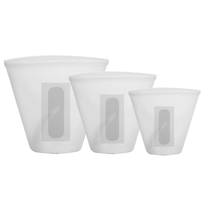 3Pcs Silicone Food Storage Bags Reusable Leakproof Food Container Set with 3 Seals Microwave Dishwasher Safe Environment Friendly 8.5Oz/17Oz/25.4Oz - Image 5