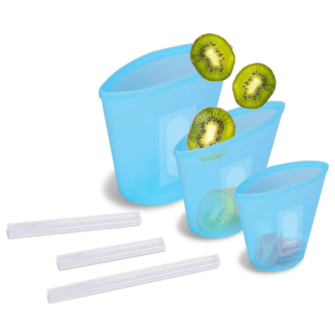 3Pcs Silicone Food Storage Bags Reusable Leakproof Food Container Set with 3 Seals Microwave Dishwasher Safe Environment Friendly 8.5Oz/17Oz/25.4Oz - Image 11