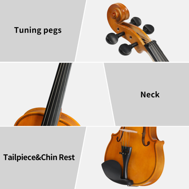 [Do Not Sell on Amazon]Full Size 4/4 Violin Set for Adults Beginners Students with Hard Case,Violin Bow,Shoulder Rest,Rosin,Extra Strings and Sordine - Image 12