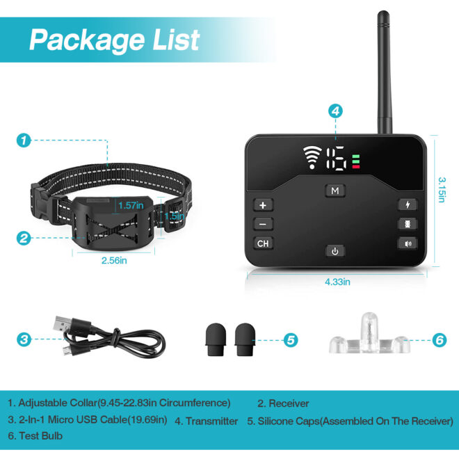 2 In 1 Wireless Electric Dog Fence Waterproof Pet Shock Boundary Containment System Electric Training Collar for Small Medium Large Dogs - Image 6