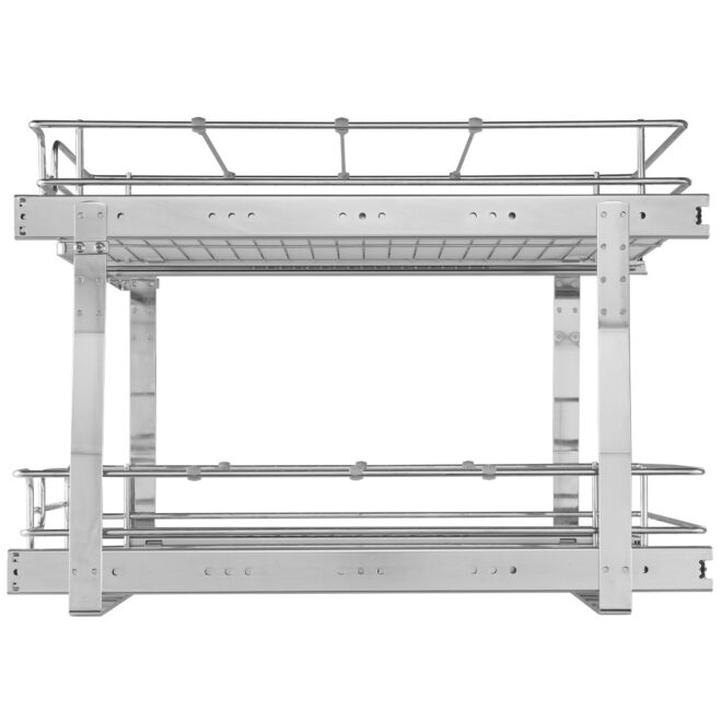 VEVOR 2 Tier 14"W x 21"D Pull Out Cabinet Organizer, Heavy Duty Slide Out Pantry Shelves, Chrome-Plated Steel Roll Out Drawers, Sliding Drawer Storage for Inside Kitchen Cabinet, Bathroom, Under Sink - Image 7