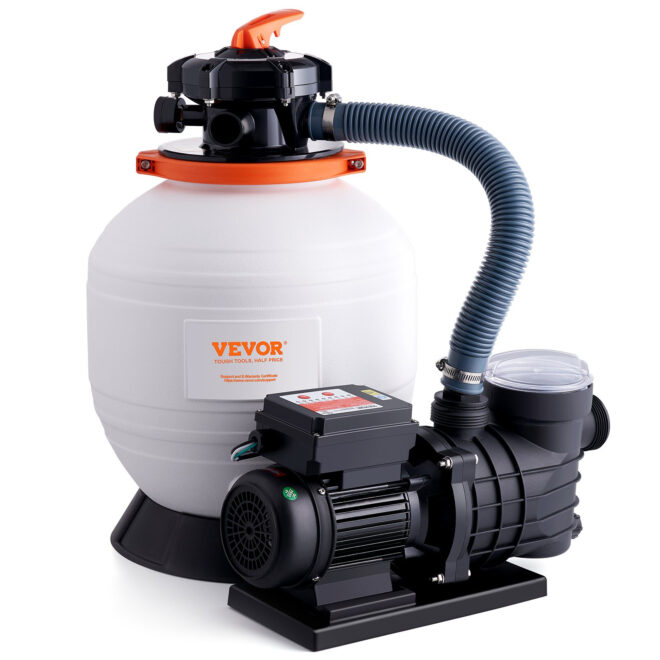 VEVOR Sand Filter Pump for Above Ground Pools, 14-inch, 3000 GPH, 3/4 HP Swimming Pool Pumps System & Filters Combo Set with 6-Way Multi-Port Valve & Strainer Basket, for Domestic and Commercial Pools - Image 7