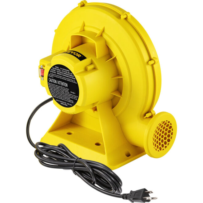 VEVOR Air Blower, 450W 0.6HP Inflatable Blower, Portable and Powerful Bounce House Blower, 1750Pa Commercial Air Blower Pump Fan, Used for Inflatable Bouncy Castle and Jump Slides, Yellow - Image 10