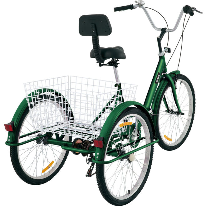VEVOR Tricycle Adult 24'' Wheels Adult Tricycle 7-Speed 3 Wheel Bikes For Adults Three Wheel Bike For Adults Adult Trike Adult Folding Tricycle Foldable Adult Tricycle 3 Wheel Bike Trike For Adults - Image 11