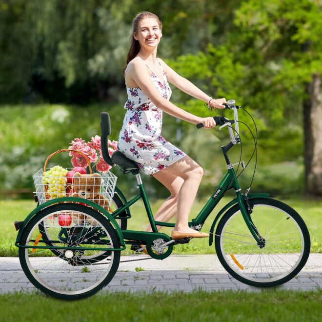 VEVOR Tricycle Adult 24'' Wheels Adult Tricycle 7-Speed 3 Wheel Bikes For Adults Three Wheel Bike For Adults Adult Trike Adult Folding Tricycle Foldable Adult Tricycle 3 Wheel Bike Trike For Adults - Image 8