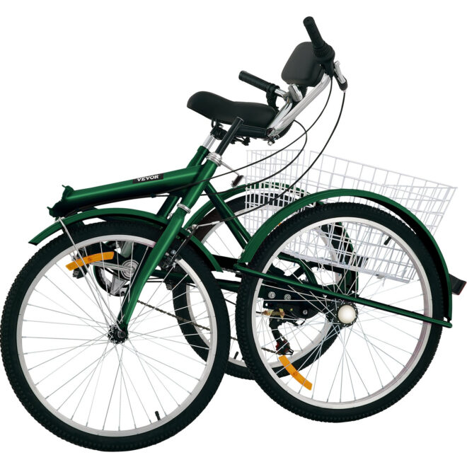VEVOR Tricycle Adult 24'' Wheels Adult Tricycle 7-Speed 3 Wheel Bikes For Adults Three Wheel Bike For Adults Adult Trike Adult Folding Tricycle Foldable Adult Tricycle 3 Wheel Bike Trike For Adults - Image 9