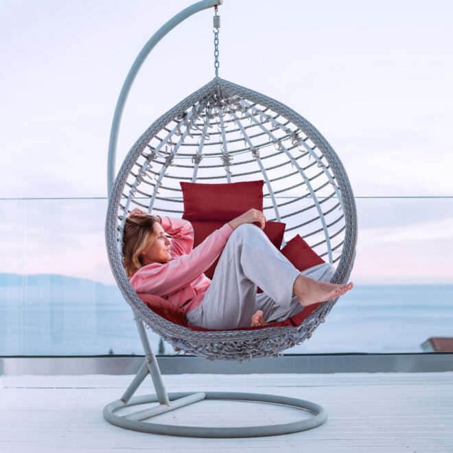 Egg Chair Cushion Hanging Basket Seat Cushion Thicken Soft Egg Swing Chair Pad Hanging Egg Chair Cushion with Headrest - Image 23