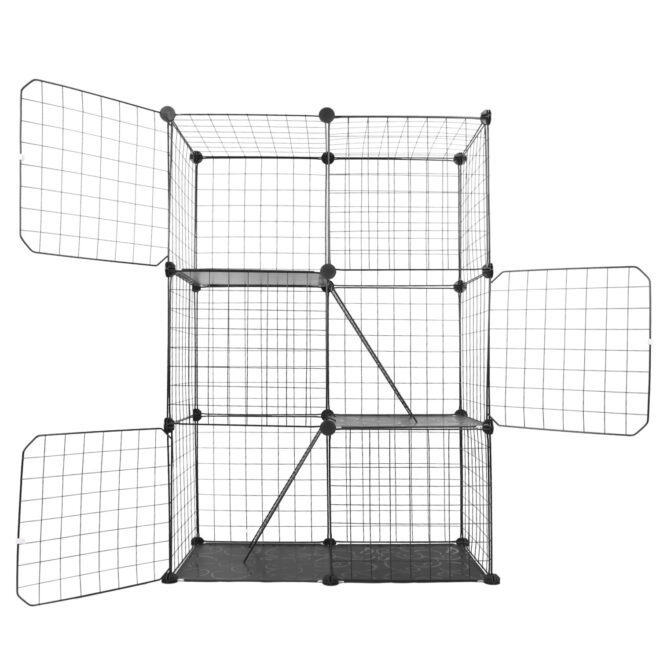 3 Tier Cat Playpen Cage Metal Indoor Cat House Detachable Kitten House with 3 Doors 2 Ladders Large Cat Exercise Place for 1-2 Cats Black - Image 11
