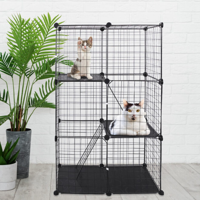 3 Tier Cat Playpen Cage Metal Indoor Cat House Detachable Kitten House with 3 Doors 2 Ladders Large Cat Exercise Place for 1-2 Cats Black - Image 7