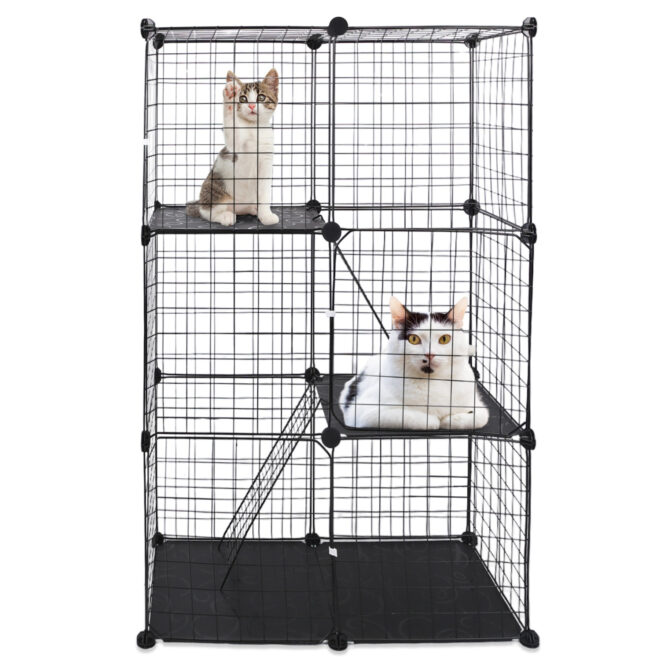 3 Tier Cat Playpen Cage Metal Indoor Cat House Detachable Kitten House with 3 Doors 2 Ladders Large Cat Exercise Place for 1-2 Cats Black - Image 10