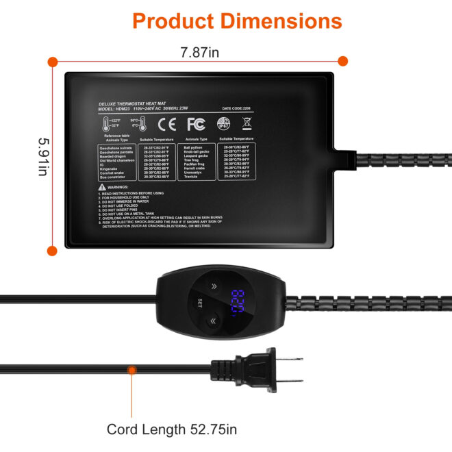 Electric Reptile Heating Pad With Temperature Adjustment IPX7 Waterproof Timer Setting Under Tank Heating Mat for Lizards Turtles Snake Spider Small Animal - Image 12
