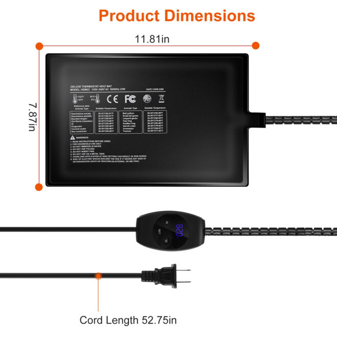 Electric Reptile Heating Pad With Temperature Adjustment IPX7 Waterproof Timer Setting Under Tank Heating Mat for Lizards Turtles Snake Spider Small Animal - Image 7