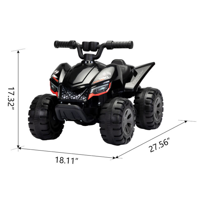 Kids Ride-on ATV, 6V Battery Powered Electric Quad Car with Music, LED Lights and Spray Device, 4 Wheeled Ride-on Toy for Toddlers Age 3-5, Black - Image 4
