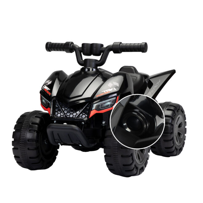 Kids Ride-on ATV, 6V Battery Powered Electric Quad Car with Music, LED Lights and Spray Device, 4 Wheeled Ride-on Toy for Toddlers Age 3-5, Black - Image 9