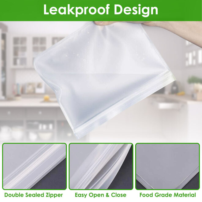 20Pcs Reusable Food Storage Bags 5 Sandwich Snack Gallon Quart Bag Leakproof BPA Free Food Container Freezer Safe Lunch Bag - Image 2