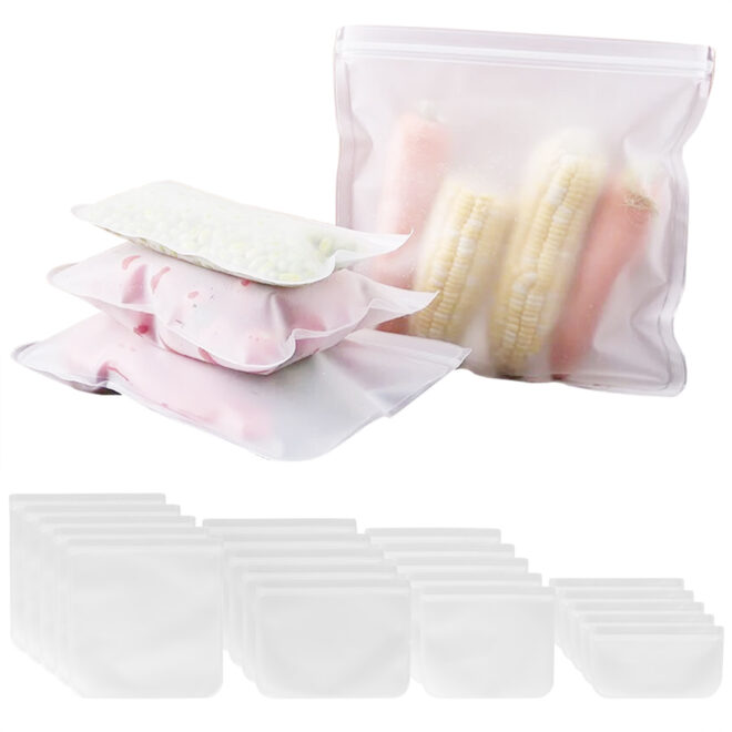 20Pcs Reusable Food Storage Bags 5 Sandwich Snack Gallon Quart Bag Leakproof BPA Free Food Container Freezer Safe Lunch Bag - Image 11
