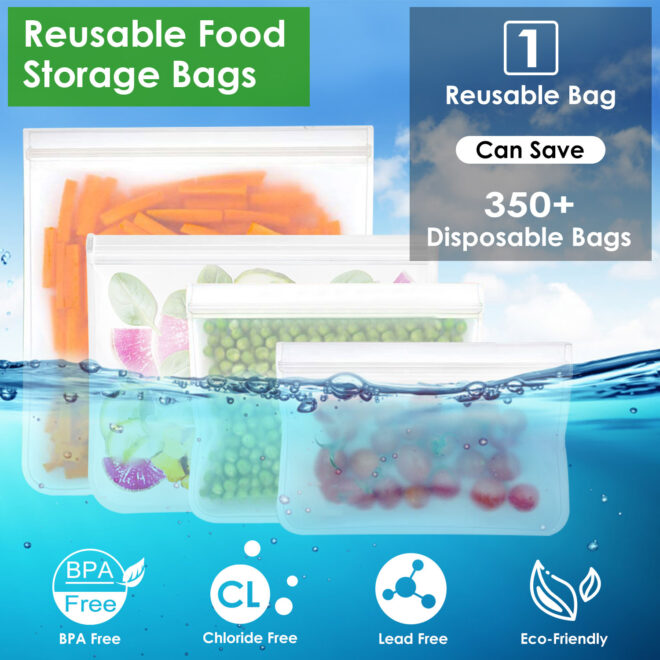 20Pcs Reusable Food Storage Bags 5 Sandwich Snack Gallon Quart Bag Leakproof BPA Free Food Container Freezer Safe Lunch Bag - Image 5