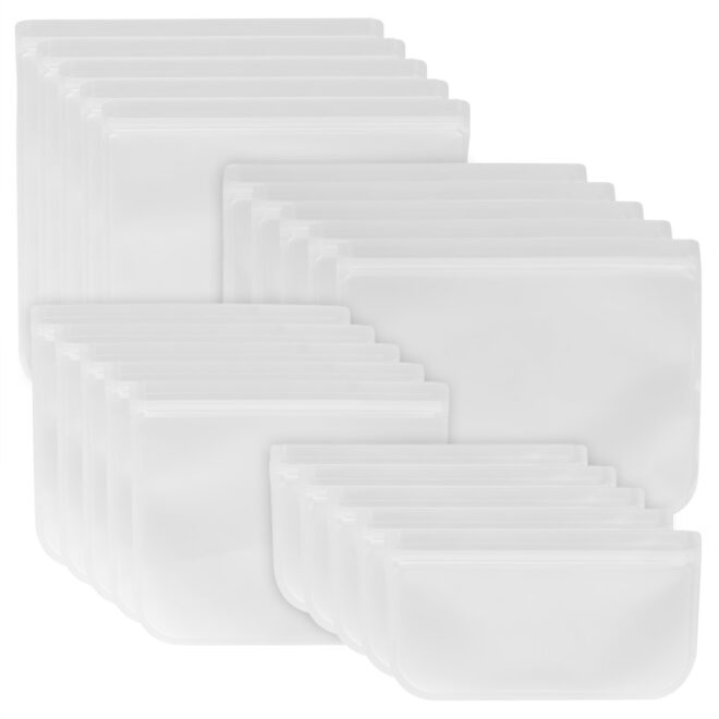 20Pcs Reusable Food Storage Bags 5 Sandwich Snack Gallon Quart Bag Leakproof BPA Free Food Container Freezer Safe Lunch Bag - Image 9