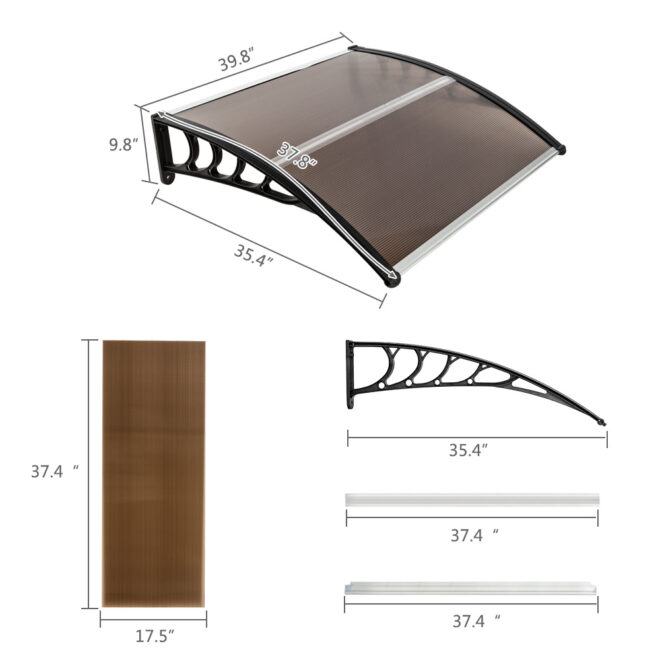 40"x40" Back Door Canopy Polycarbonate Window Door Awning Outdoor Patio Shelter - Image 10