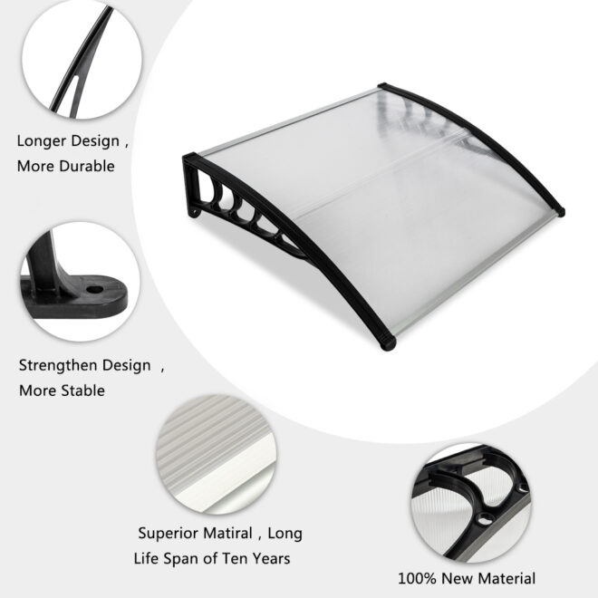 40"x40" Back Door Canopy Polycarbonate Window Door Awning Outdoor Patio Shelter - Image 3